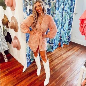 Buddy Love Pink Sequin Wrap Dress